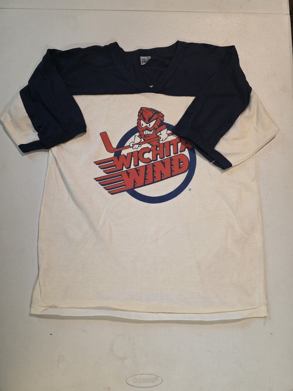 Vintage Wichita Wind Hockey Jersey Style T Shirt The Knits USA Adult L Small Fit